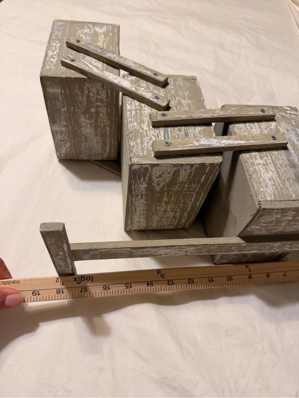 New Rustic Garden Step Planter - Weathered Gray- mini 3 tiered gardening planter